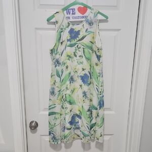 Calvin Klein Floral Casual Dress in Blue and Green